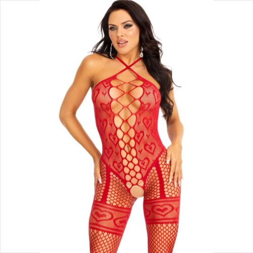 Bodystocking Leg Avenue Halter Neck with Heart Design