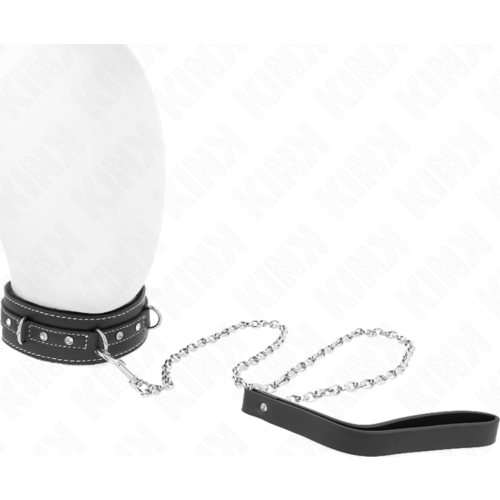 KINK Collar with Leash 105 cm and Rhinestone Detail