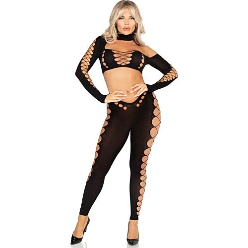 Crop Top and Leggings Set Leg Avenue Seamless Cut-Out