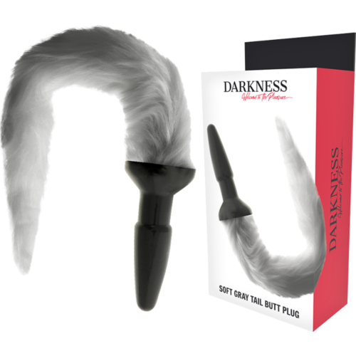 Anal Plug DARKNESS with Gray Tail for Visual Stimulation