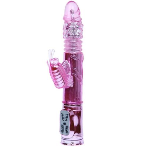 Rechargeable vibrator multifunction with clit stimulating throbbing butterfly