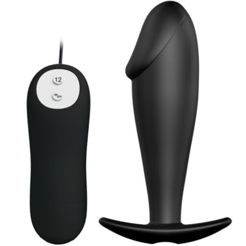 Pretty love bottom silicone anal plug penis design 12 modes of vibration