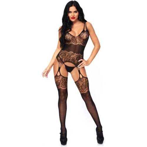 Leg avenue strappy rose bodystocking one size