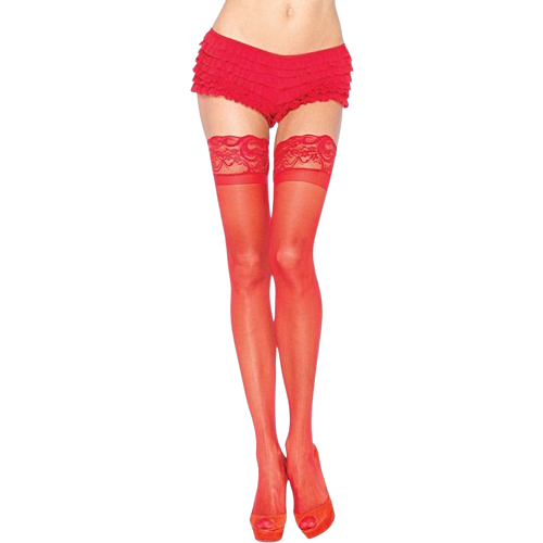 Red Lace Stockings Leg Avenue Adjustable One Size