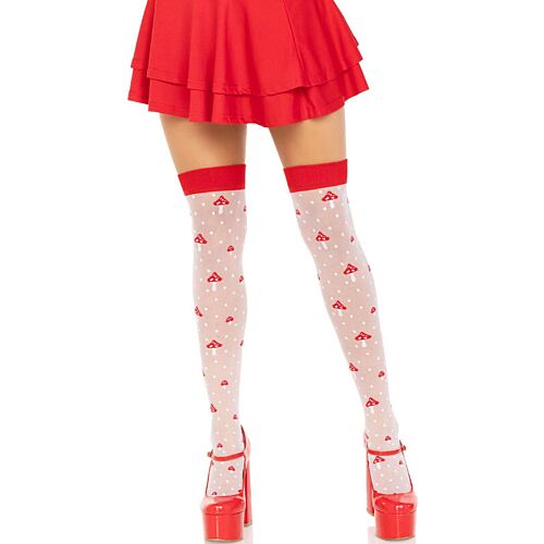 Thigh High Stockings Leg Avenue with Polka Dots & Mushrooms