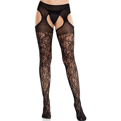 Floral Lace Stockings with Integrated Garter by Leg Avenue