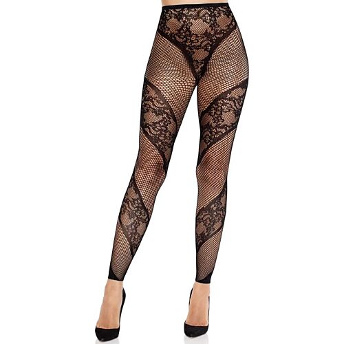 Footless Tights Leg Avenue Lace and Net Illusion