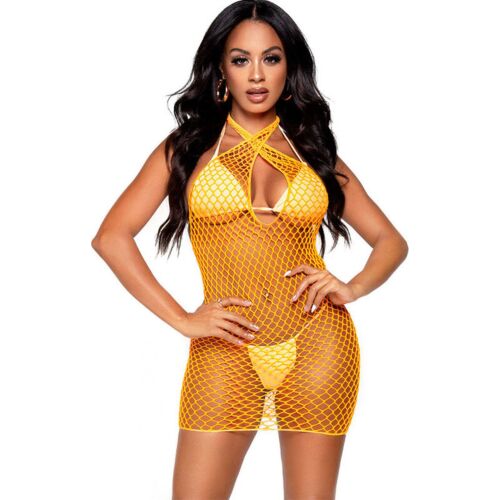 Sexy Dress Leg Avenue Net Crossed Halter Mini