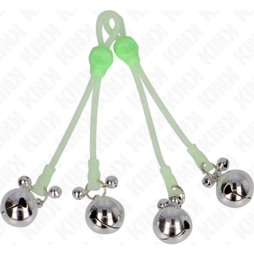 Nipple Clamps KINK Luminous Skull with Adjustable Sound Bells
