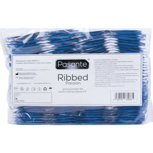 Pasante Ribbed Passion Condoms - 144 Units for Enhanced Pleasure