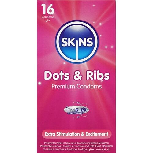 SKINS Dots & Ribs Premium Condoms Pack 16