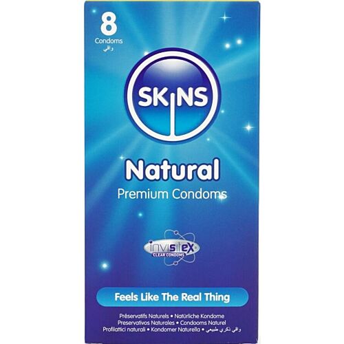 Skins Natural 8-Pack Condoms with Extra Lubrication