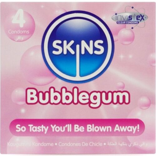 SKINS Bubblegum Condoms Pack of 4 with Fruity Aroma