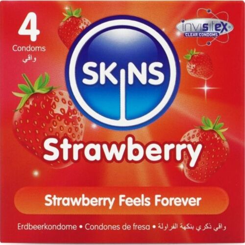 Skins Strawberry Premium Condoms Pack of 4 - Fruity Flavour