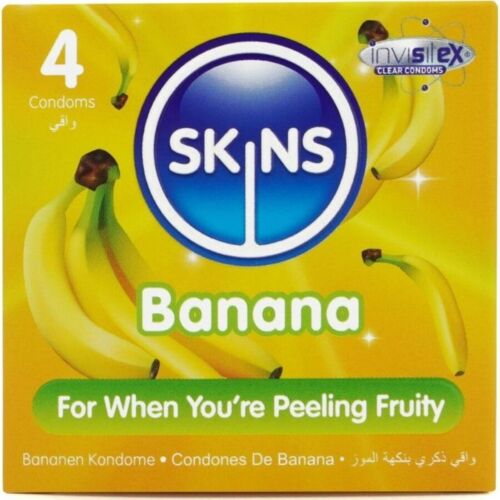 SKINS Premium Banana Condoms Pack of 8 - Fun Flavour