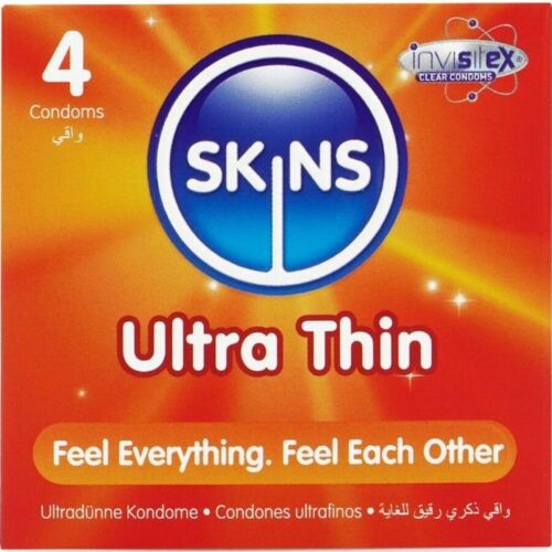 SKINS Ultra Thin Premium Condoms 4-Pack for Enhanced Sensitivity