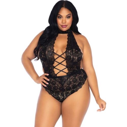 Floral Lace Crotchless Teddy — Leg Avenue Teddies