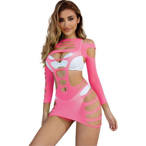 Long Sleeve Fishnet Dress by Sublime with Sexy Design