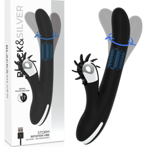 BLACK&SILVER Bunny Storm Rotation Vibe — Rotating G‑spot vibrator
