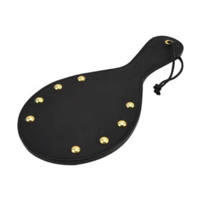 Bound Noir Nubuck Leather Paddle with Brass Stud Detail Bound Noir Nubuck Leather Paddle with Brass Stud Detail
