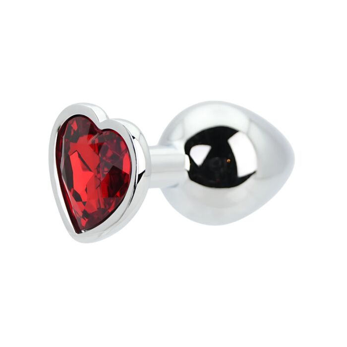Toosh Heart Shaped Silver with Red Stone Medium Toosh Heart Shaped Silver with Red Stone Medium