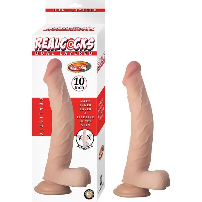 RealCocks Dual Layer Bendable Dildo 10 Inch Vanilla RealCocks Dual Layer Bendable Dildo 10 Inch Vanilla