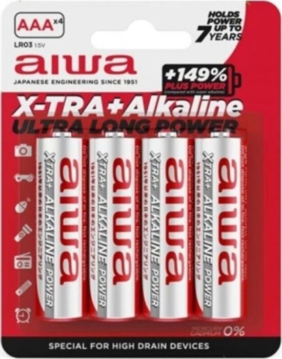 AAA Batteries AIWA Pack of 4 for Everyday Use