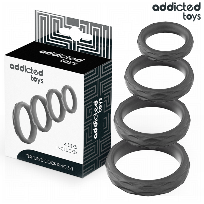 Textured Penis Rings Set Addicted Toys 4 Sizes