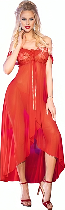 Babydoll Chilirose CR 3716 Long Red L/XL - Seductive Elegance