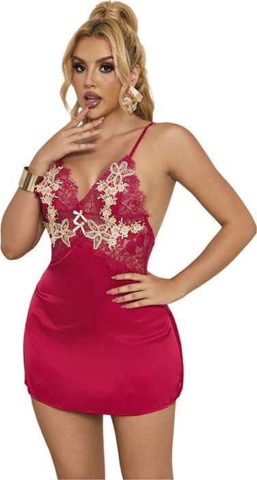 Babydoll Sublime Floral Red L/XL - Irresistible Elegance