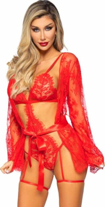 Body & Robe Set Leg Avenue 86123 Red Lace Body & Robe Set Leg Avenue 86123 Red Lace
