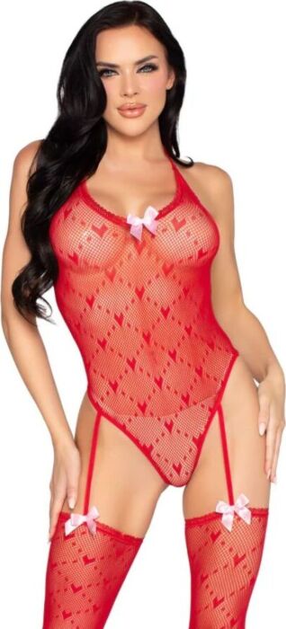 Body Suit Leg Avenue Red Heart Trim Open Back