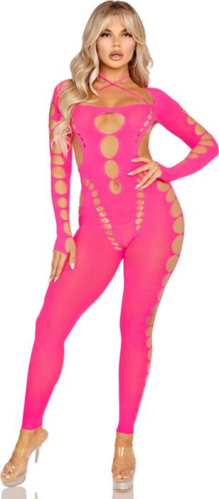 Bodystocking Leg Avenue Pink Open Back One Size