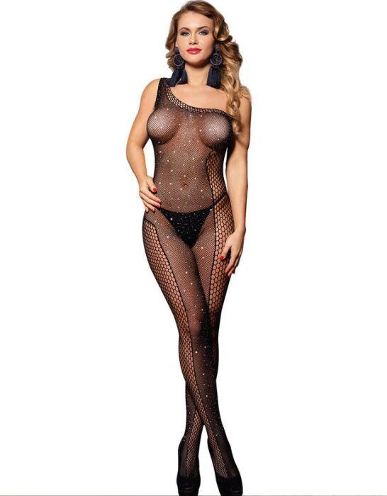 Bodystocking Sublime One-Shoulder Black Diamonds Bodystocking Sublime One-Shoulder Black Diamonds