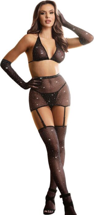 Bodystocking Sublime Black Diamond with Gloves Bodystocking Sublime Black Diamond with Gloves