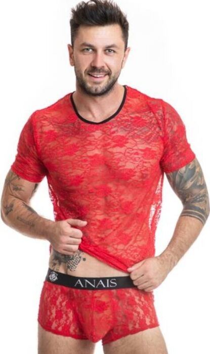 T-Shirt ANAIS MEN Brave XL Red Floral Lace