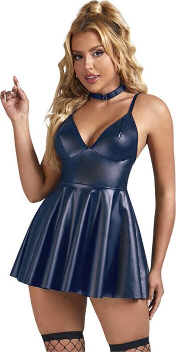 Blue Leather Dress SUBBLIME Adjustable Straps Blue Leather Dress SUBBLIME Adjustable Straps