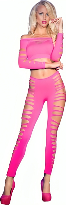 ChiliRose Top & Leggings Set - Elegant Pink Lingerie