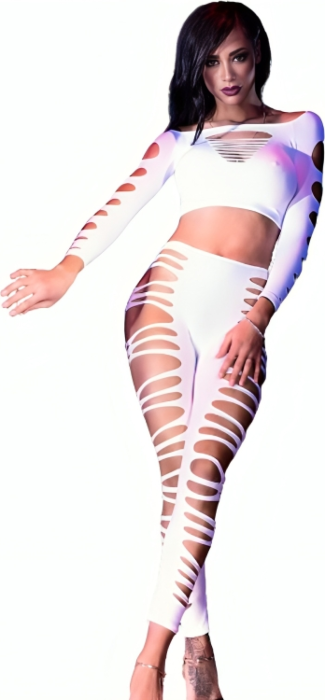 Chilirose Top & Leggings Set White S/M - Sensual Wear