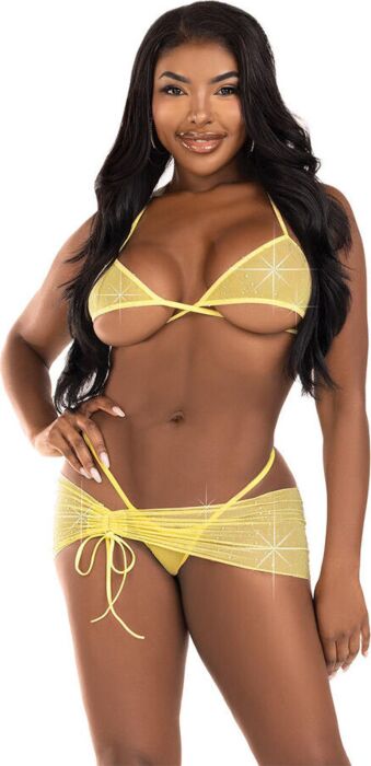Lingerie Set Leg Avenue M/L Yellow Diamonds