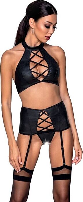 Sexy Lingerie Passion Nancy Set Leather L/XL