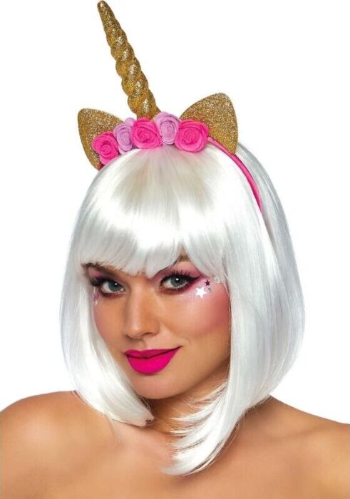 Unicorn Headband Leg Avenue Gold Floral Design
