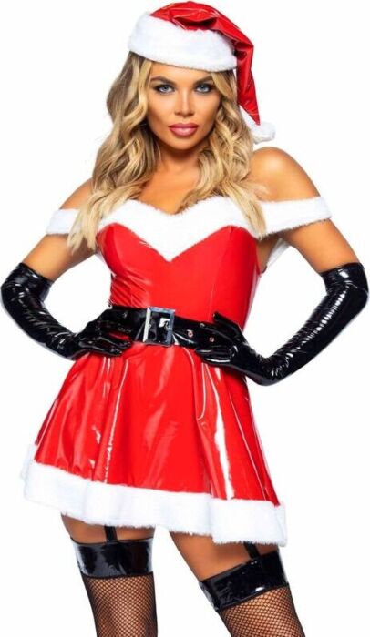 Leg Avenue Sexy Santa Costume Red Vinyl