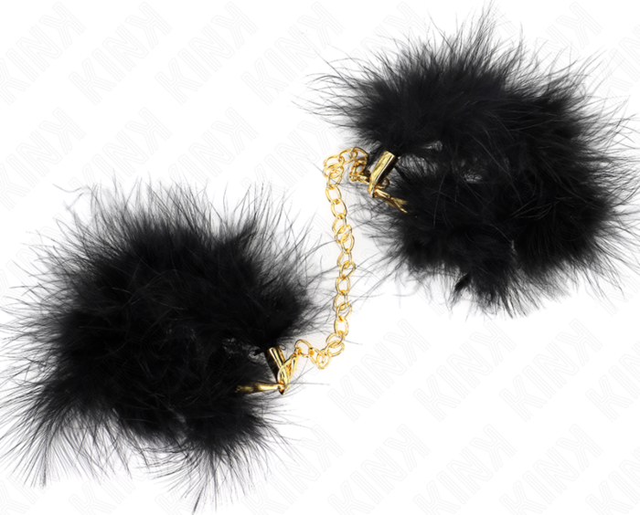BDSM Handcuffs KINK Black Feathered Chain