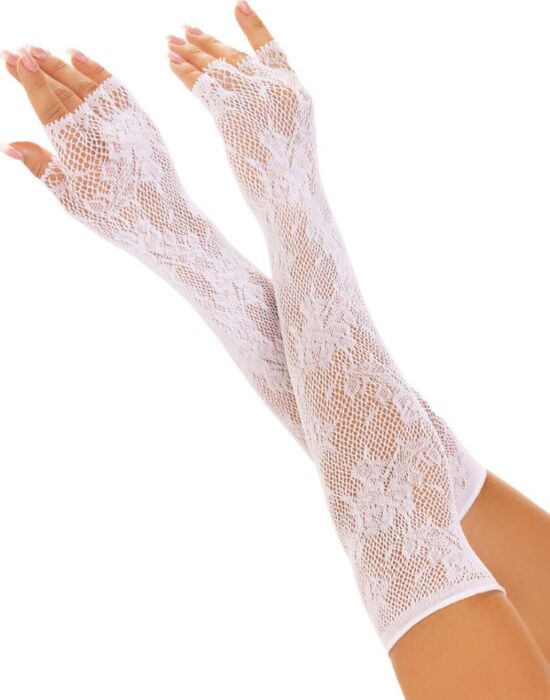 Fingerless Gloves Leg Avenue Floral White Fingerless Gloves Leg Avenue Floral White