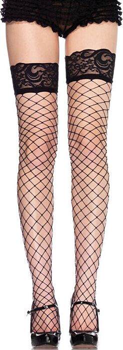 Leg avenue medias de red mediana con encaje superior