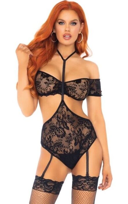 Leg avenue 2 pieces lace bandeau and garter teddy s/m