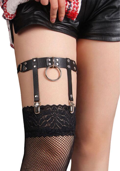BDSM Punk Leather Suspender Sublime Adjustable Black