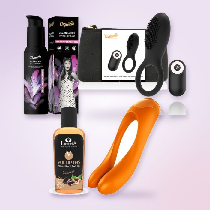 Premium couples kit with vibrating ring and finger vibrator Premium couples kit with vibrating ring and finger vibrator
