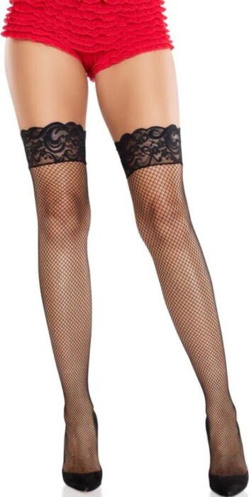 Stay Up Lace Top Stockings Leg Avenue Red & Black